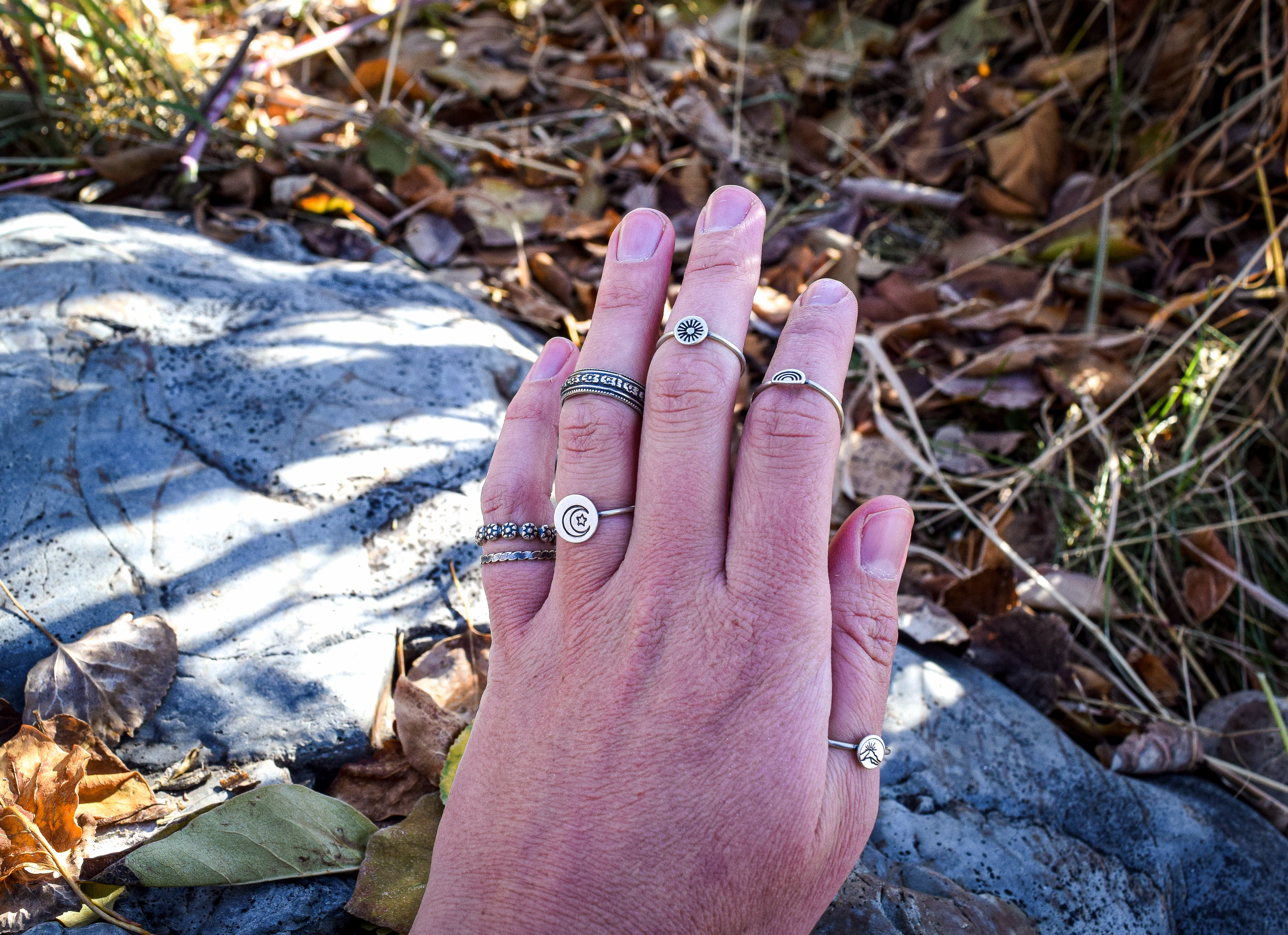 Moon and Star Ring - size 8